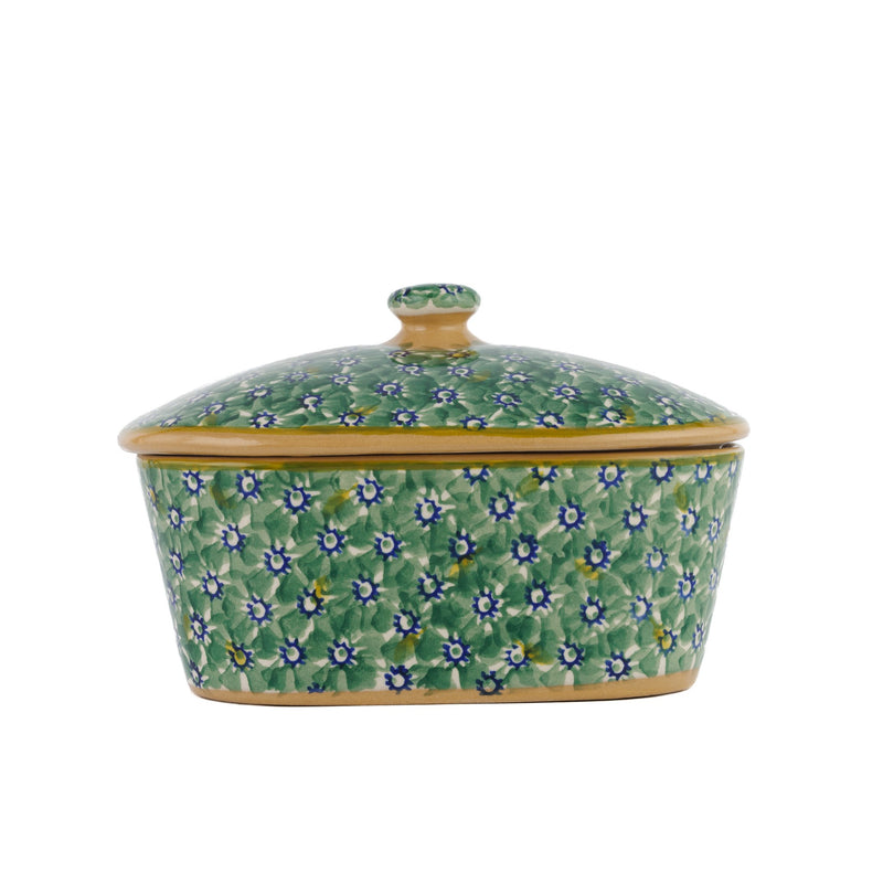 Covered Butter Dish Lawn Green handcrafted spongeware Nicholas Mosse Pottery Ireland