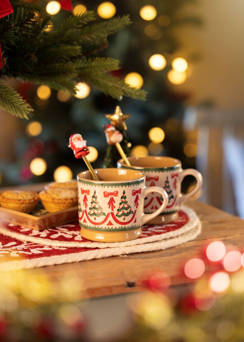 Red Ribbons Christmas Mug by Nicholas Mosse Pottery