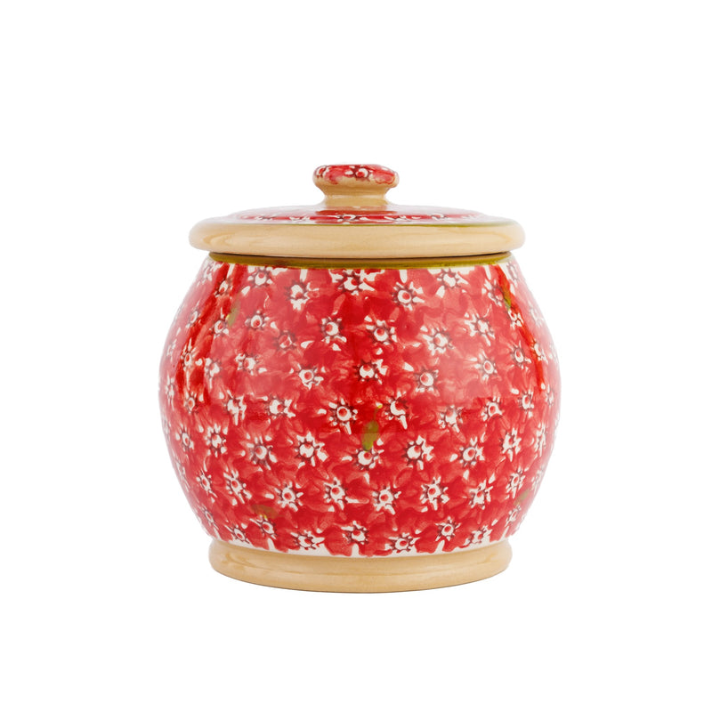 Small Round Lidded Jar Lawn Red handmade spongeware Nicholas Mosse Pottery Ireland