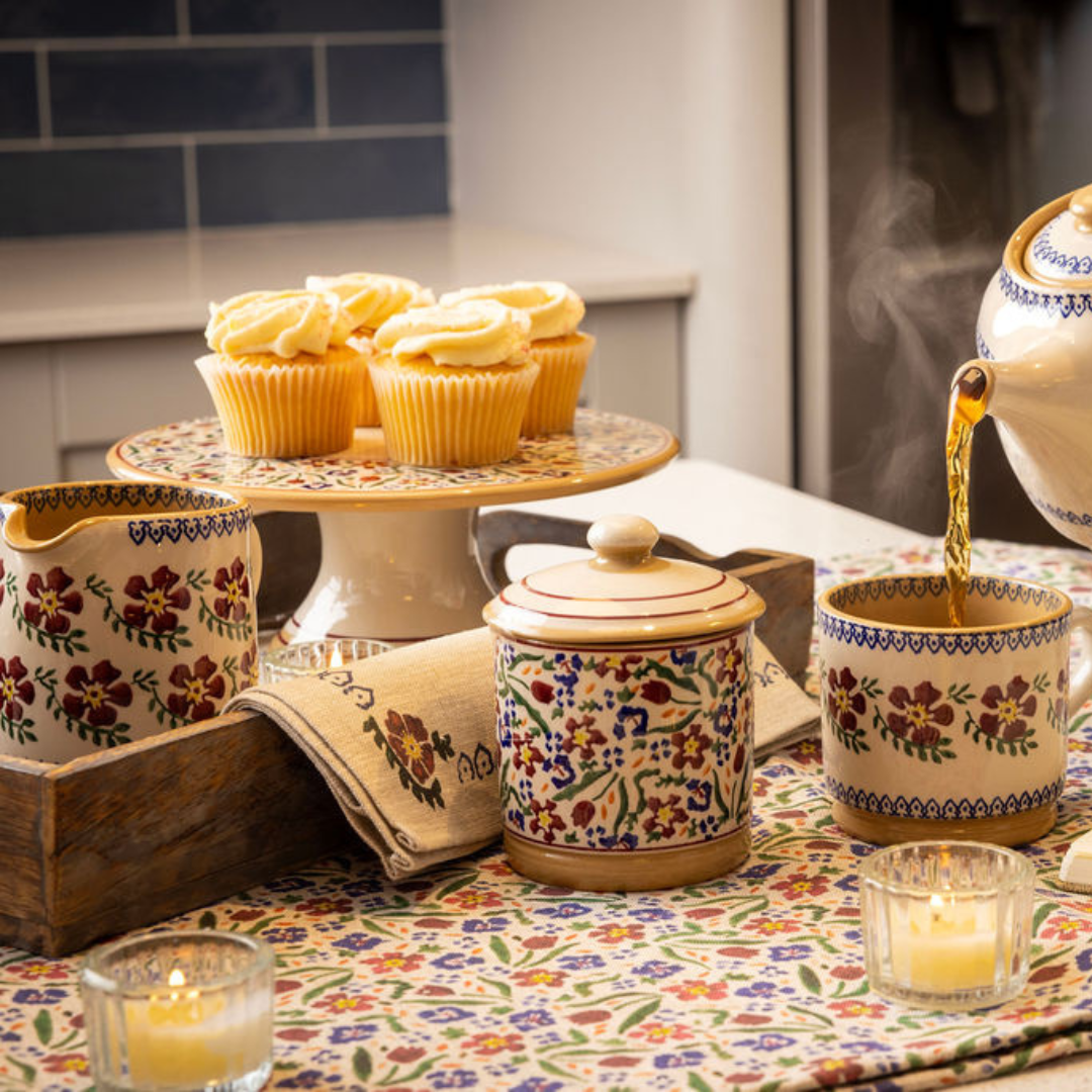 9" Footed Cake Plate Wild Flower Meadow | NicholasMosse.com