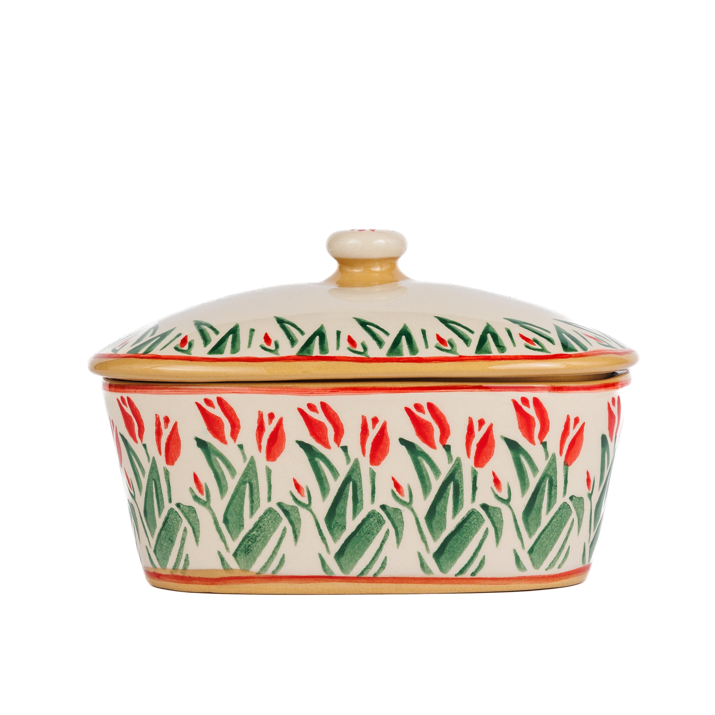Covered Butterdish Red Blooms| NicholasMosse.com
