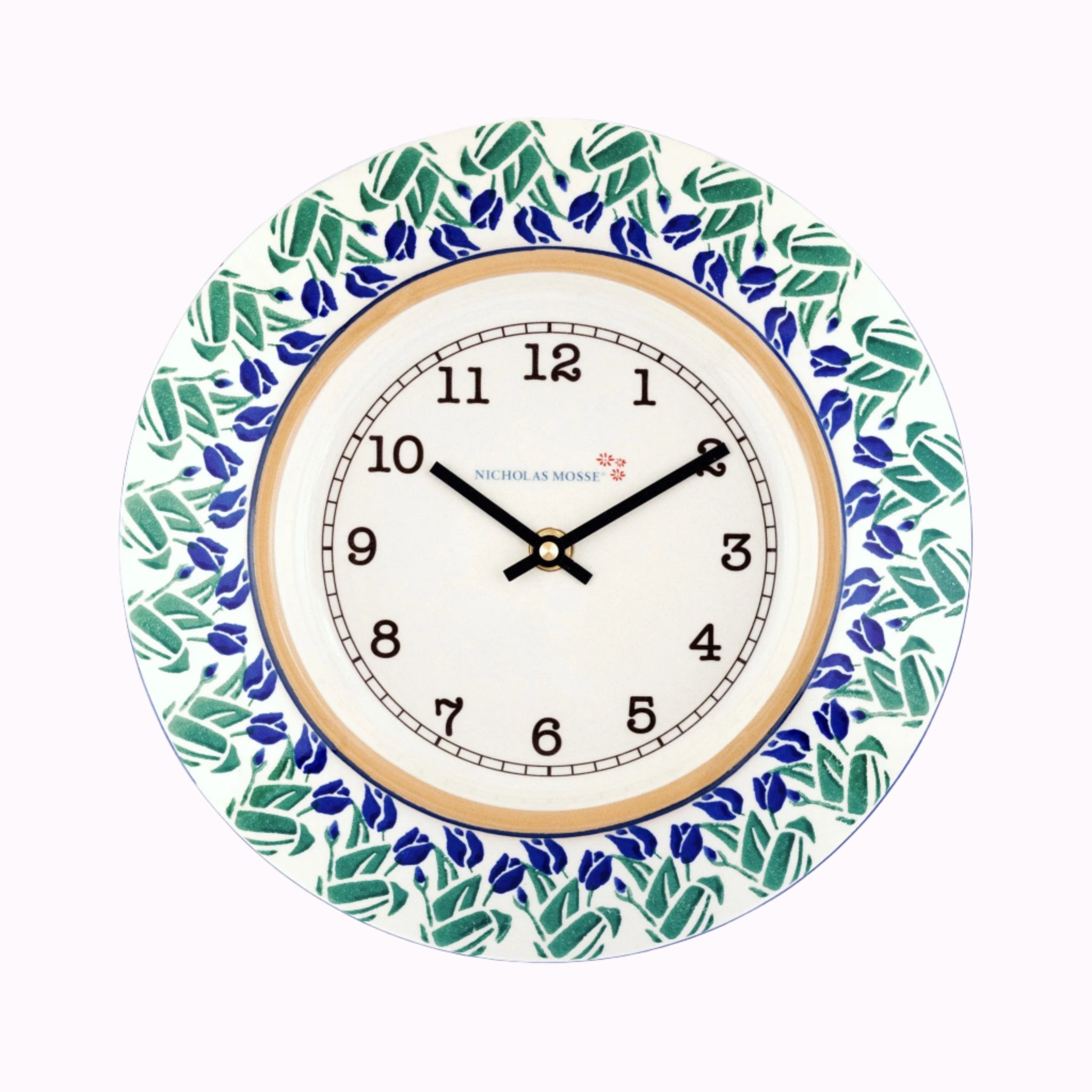 Large Wall Clock Blue Blooms | NicholasMosse.com