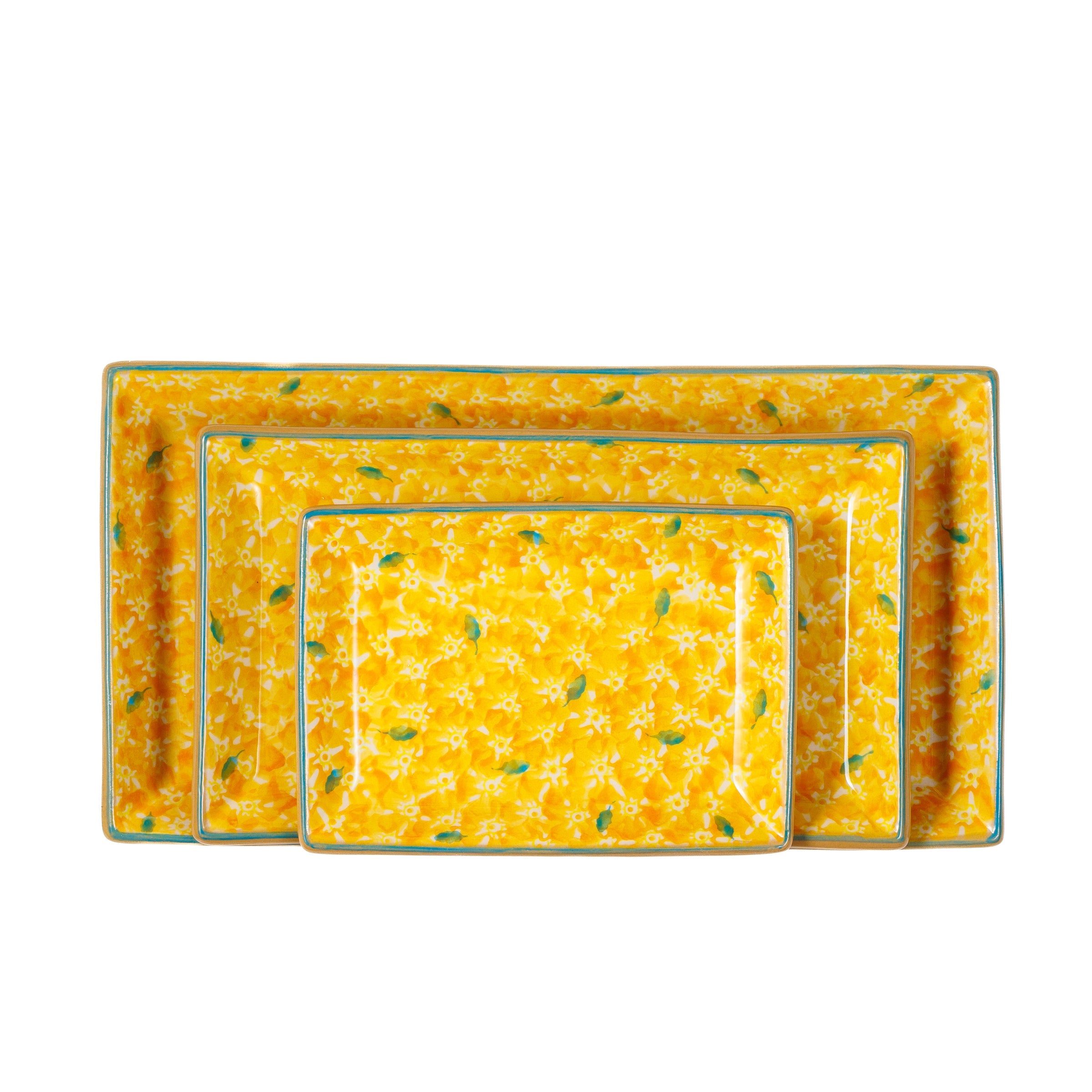 Nest Of 3 Rectangle Dishes Lawn Yellow | NicholasMosse.com