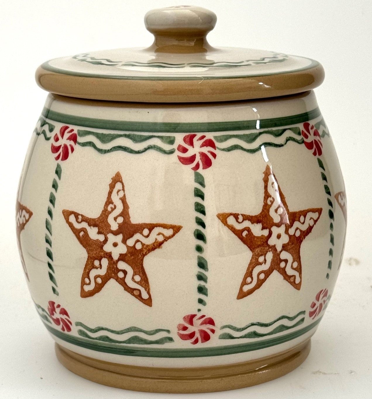 Small Round Lidded Jar Ginger Bread Star 2024| NicholasMosse.com