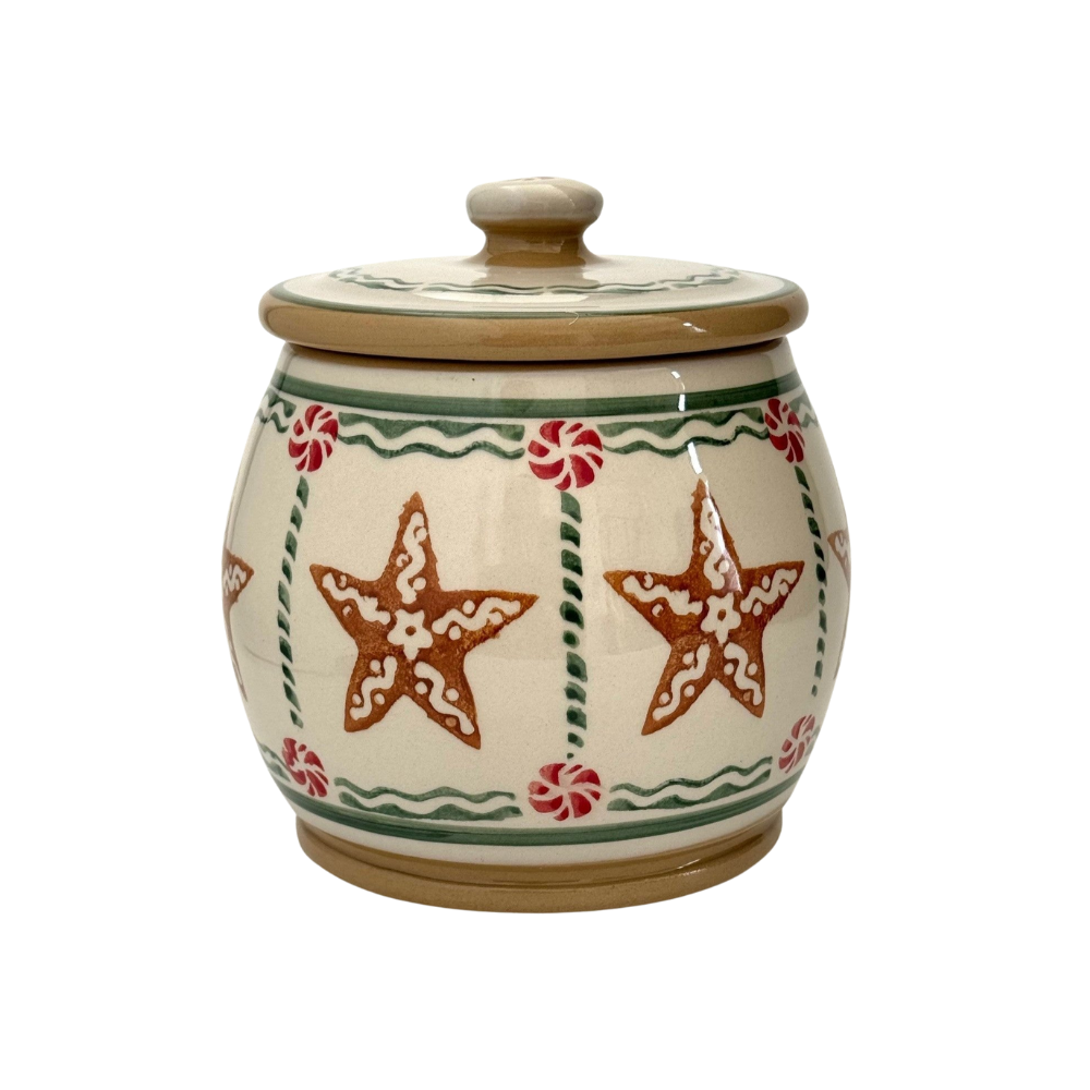 Small Round Lidded Jar Ginger Bread Star 2024| NicholasMosse.com