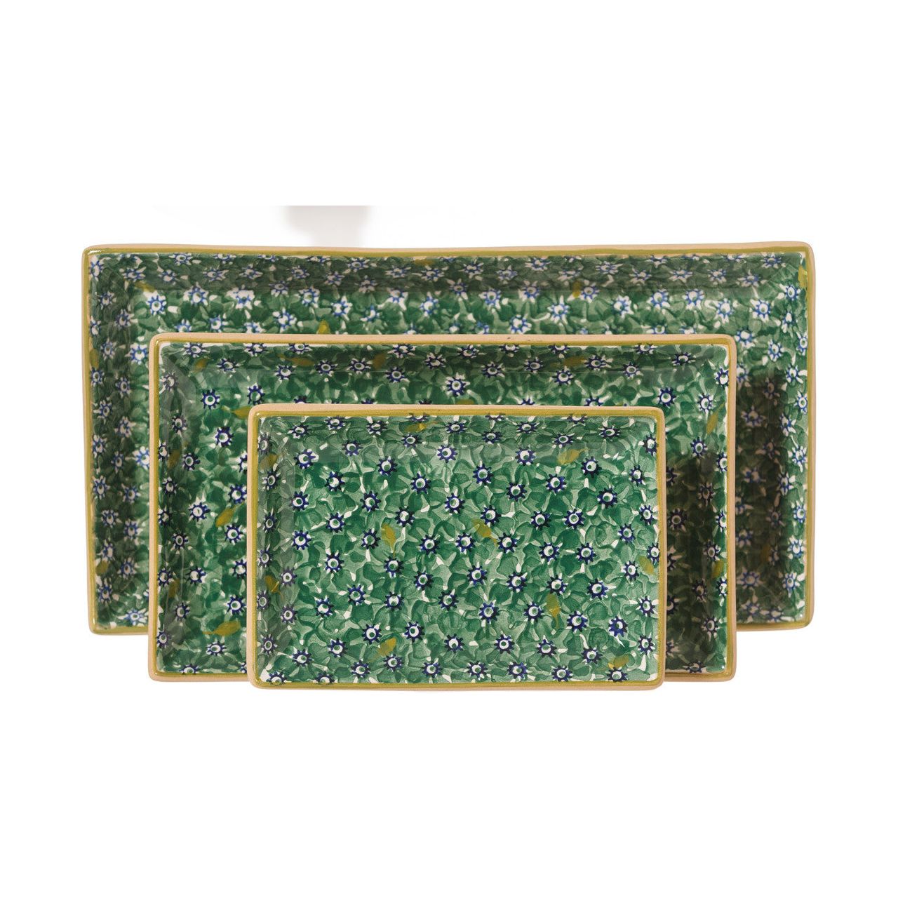 Nest Of 3 Rectangle Dishes Lawn Green | NicholasMosse.com