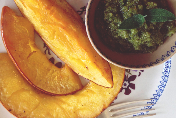 ROASTED PUMPKIN WITH HAZELNUT AND SAGE PESTO