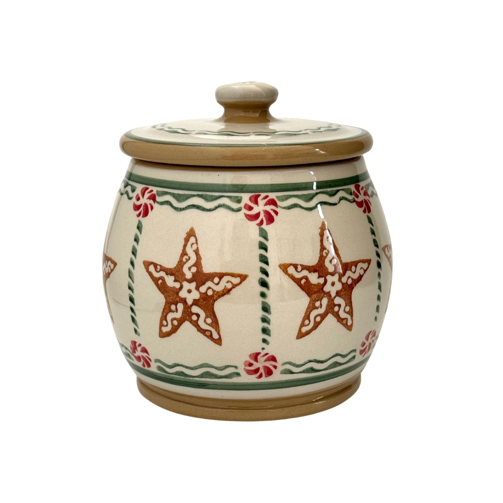 Small Round Lidded Jar | Gingerbread Star 2024