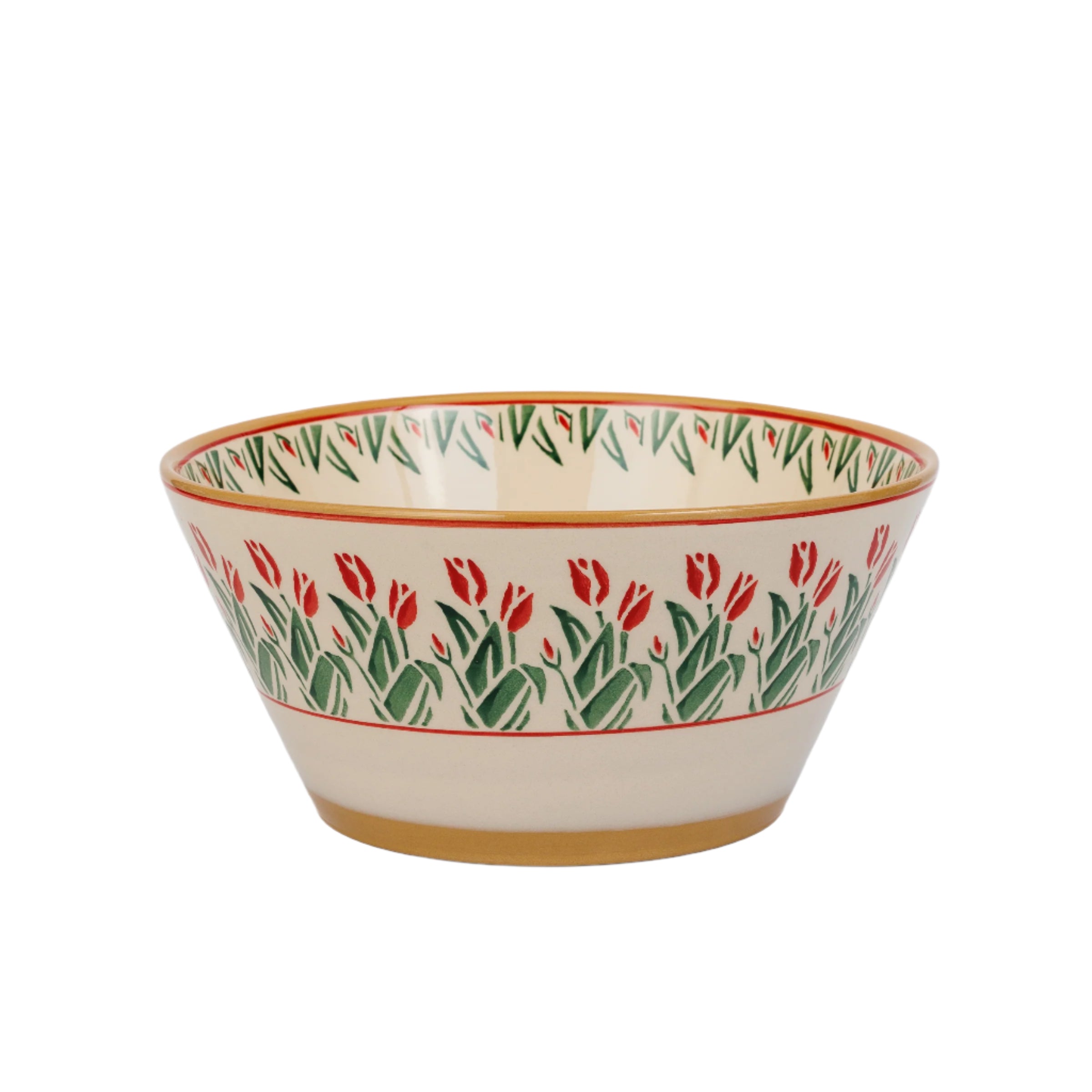 Large Angled Bowl Red Blooms handmade and designed  in Ireland Nicholas Mosse Pottery