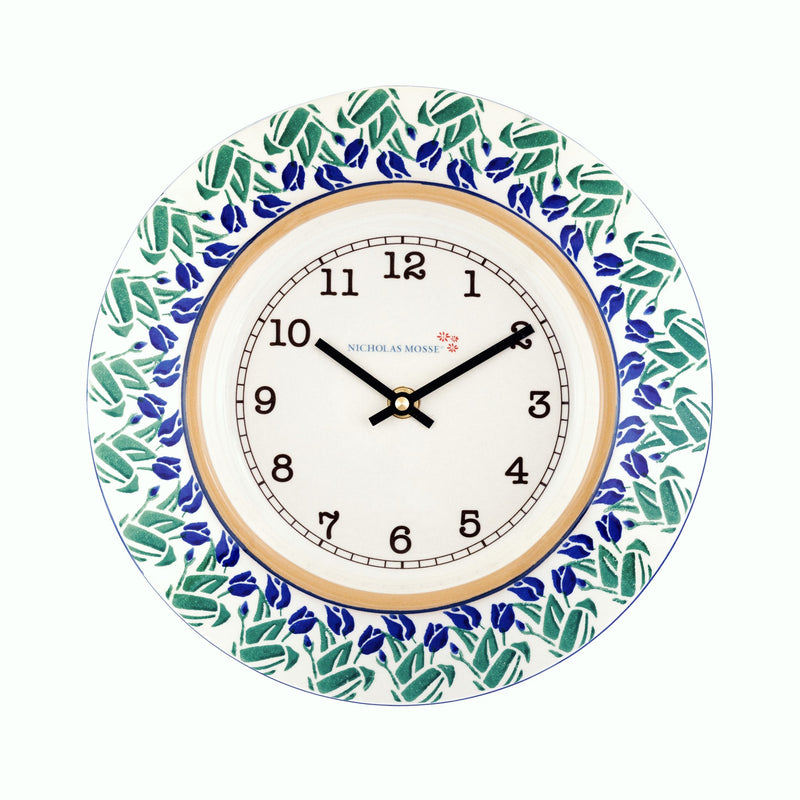 Large Wall Clock Blue Blooms handmade Irish design Nicholas Mosse Pottery Ireland