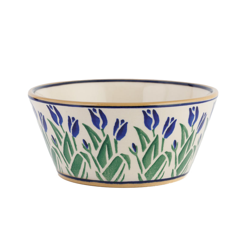 Small Angled Bowl Blue Blooms handcrafted spongeware by Nicholas Mosse Pottery Ireland
