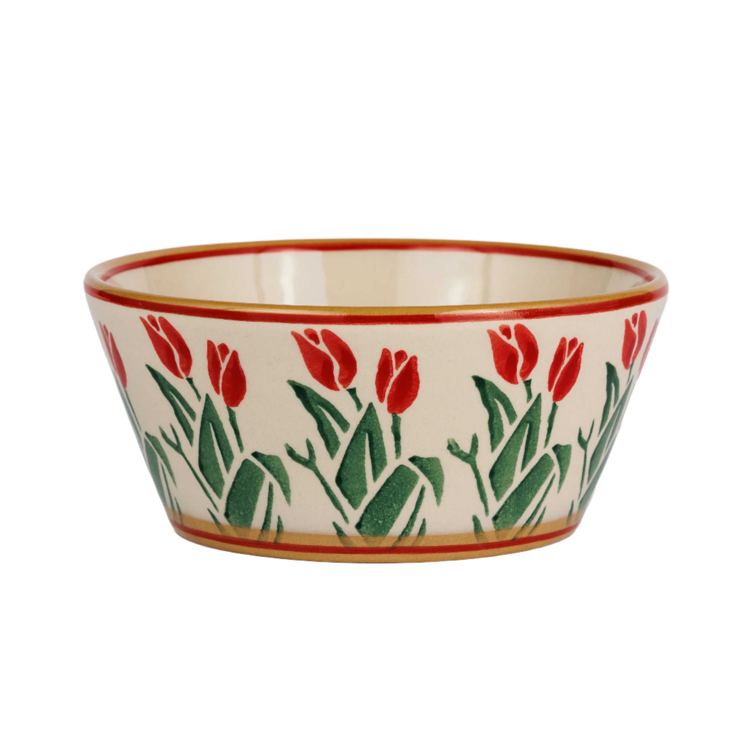 Small Angled Bowl Red Blooms handcrafted spongeware Nicholas Mosse Pottery Ireland