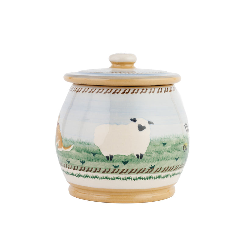 Small Round Lidded Jar Assorted Landscape handmade spongeware Nicholas Mosse Pottery Ireland