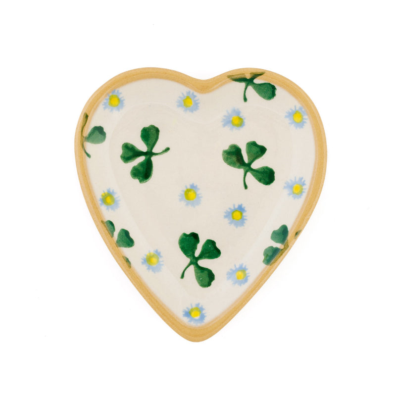 Tiny Heart Plate Clover spongeware by Nicholas Mosse Pottery Ireland 