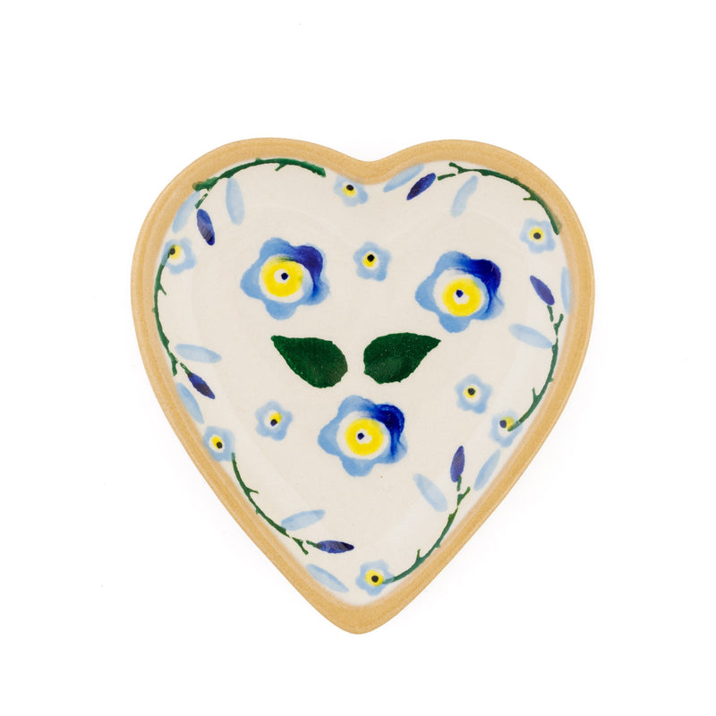 Tiny Heart Plate Forget Me Not handcrafted spongeware Nicholas Mosse Pottery Ireland
