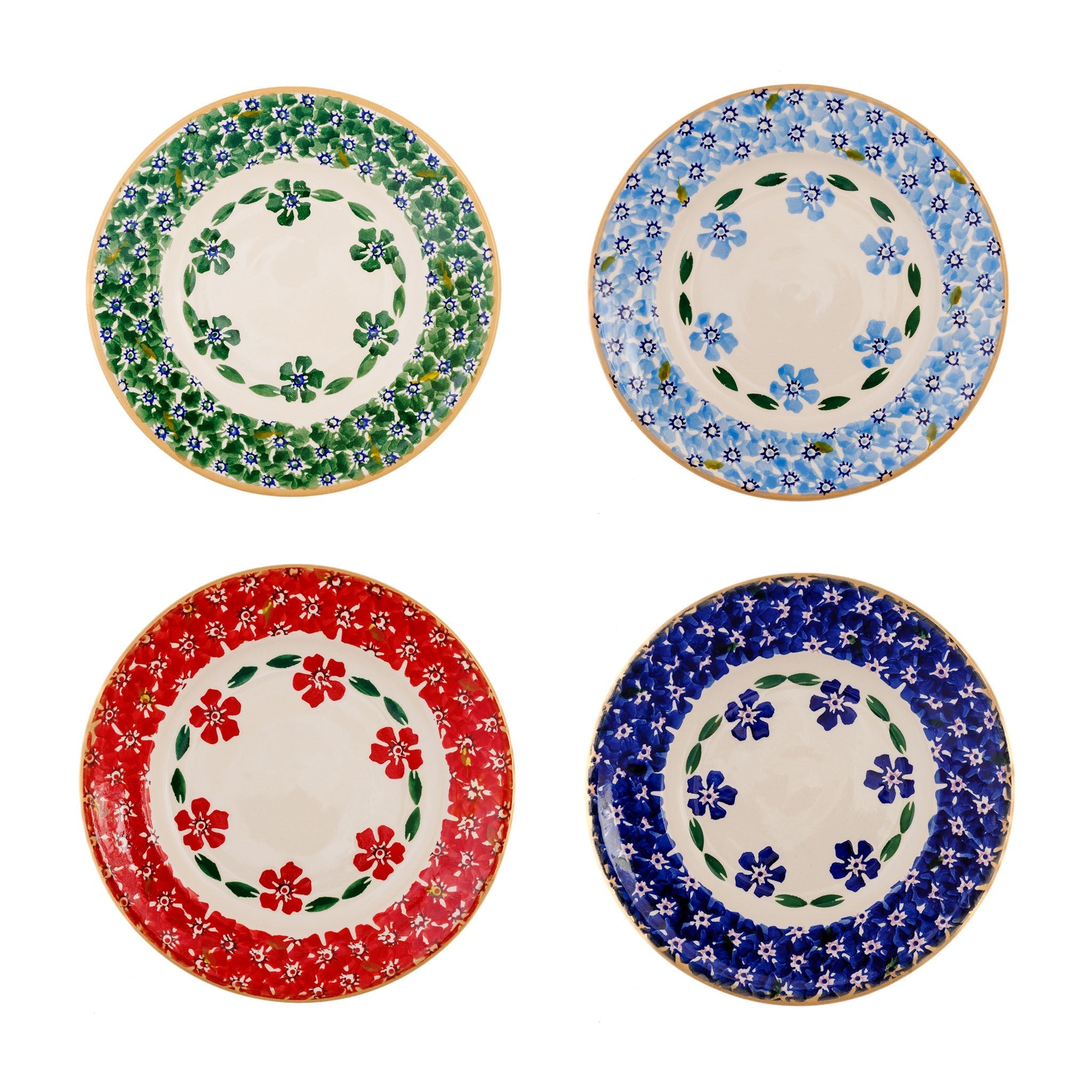 Dessert Plates Set of 4 |Mixed Lawn Patterns |Handcrafted Irish Pottery