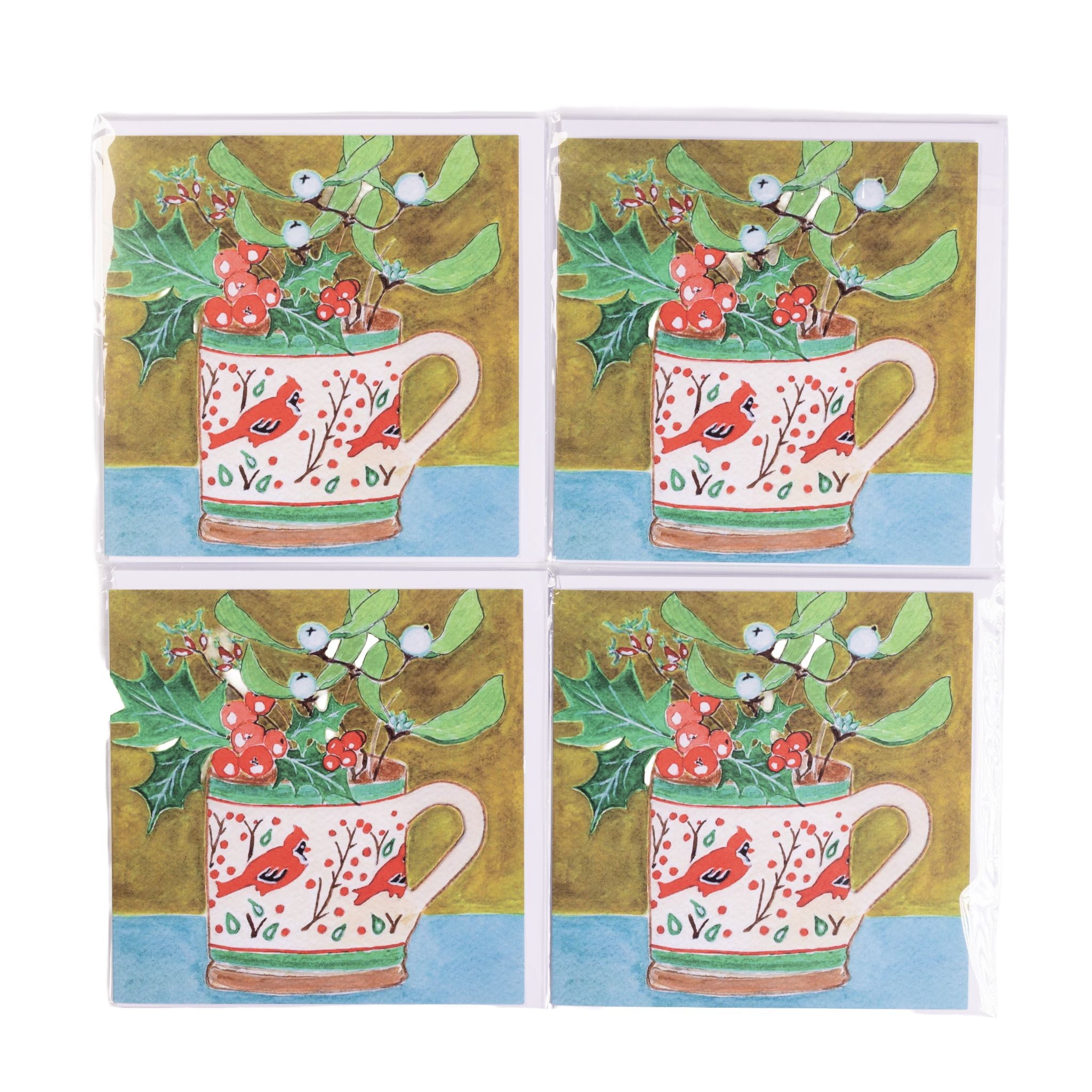 Greeting Card Pack of Four Berry Bird | Handcrafted Irish Pottery | NicholasMosse.com