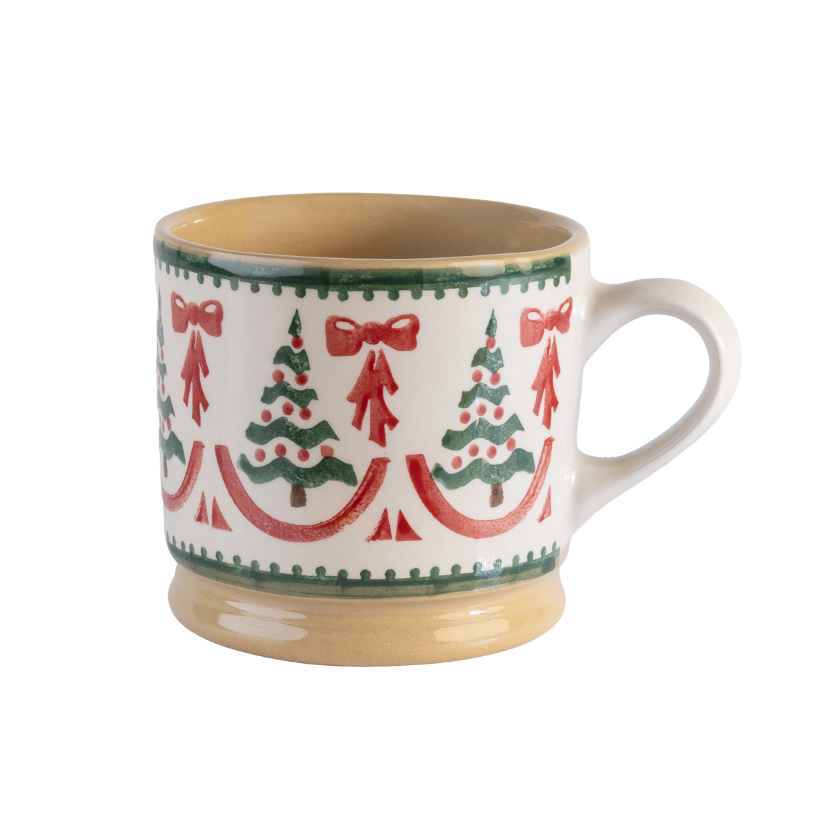 Large Mug Red Ribbons Chrismas Mug 2026 handmade Irish design by Nicholas Mosse Pottery Ireland