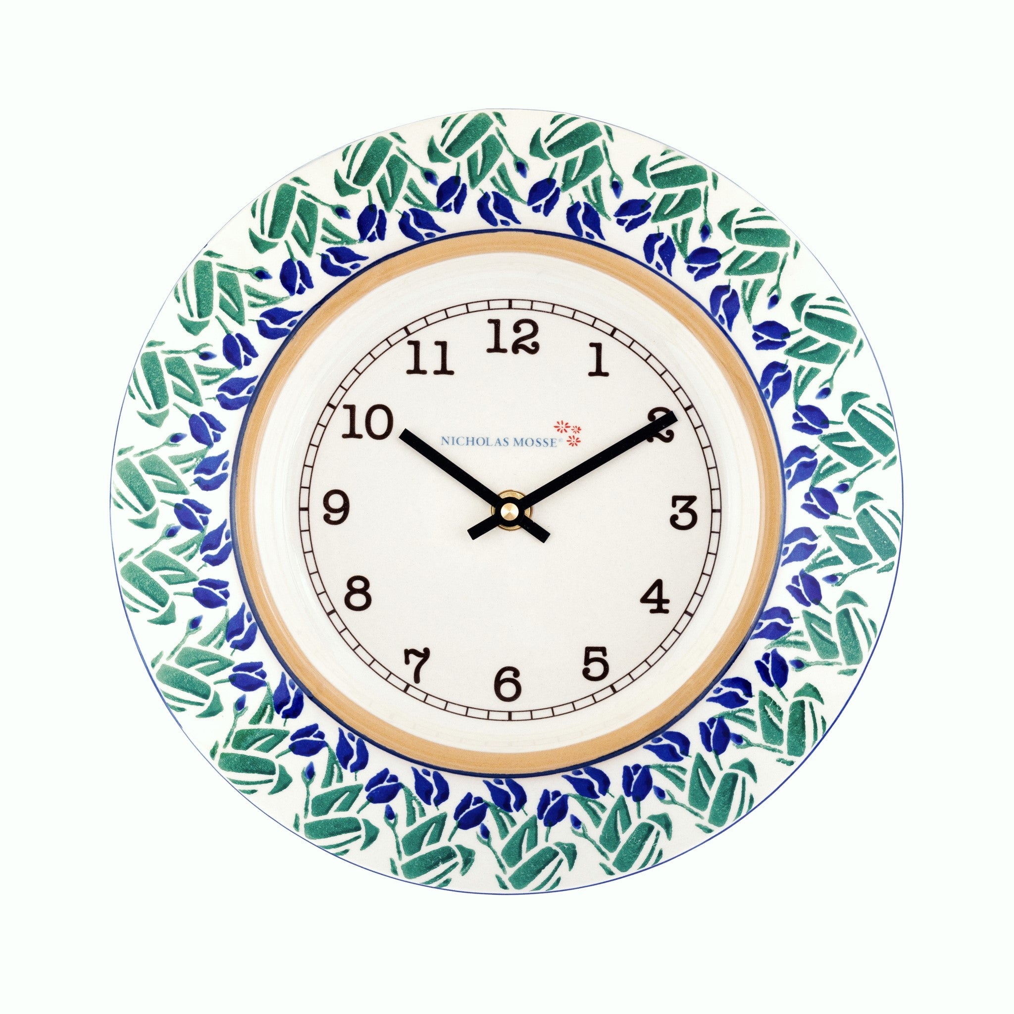 Large Wall Clock Blue Blooms | NicholasMosse.com