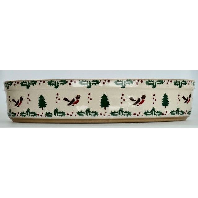 Medium Oval Oven Dish Winter Robin| NicholasMosse.com