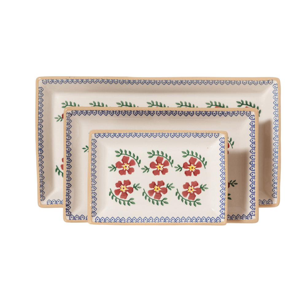 Nest Of 3 Rectangle Dishes Old Rose | NicholasMosse.com