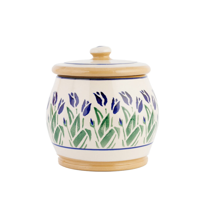 Small Round Lidded Jar Blue Blooms | NicholasMosse.com