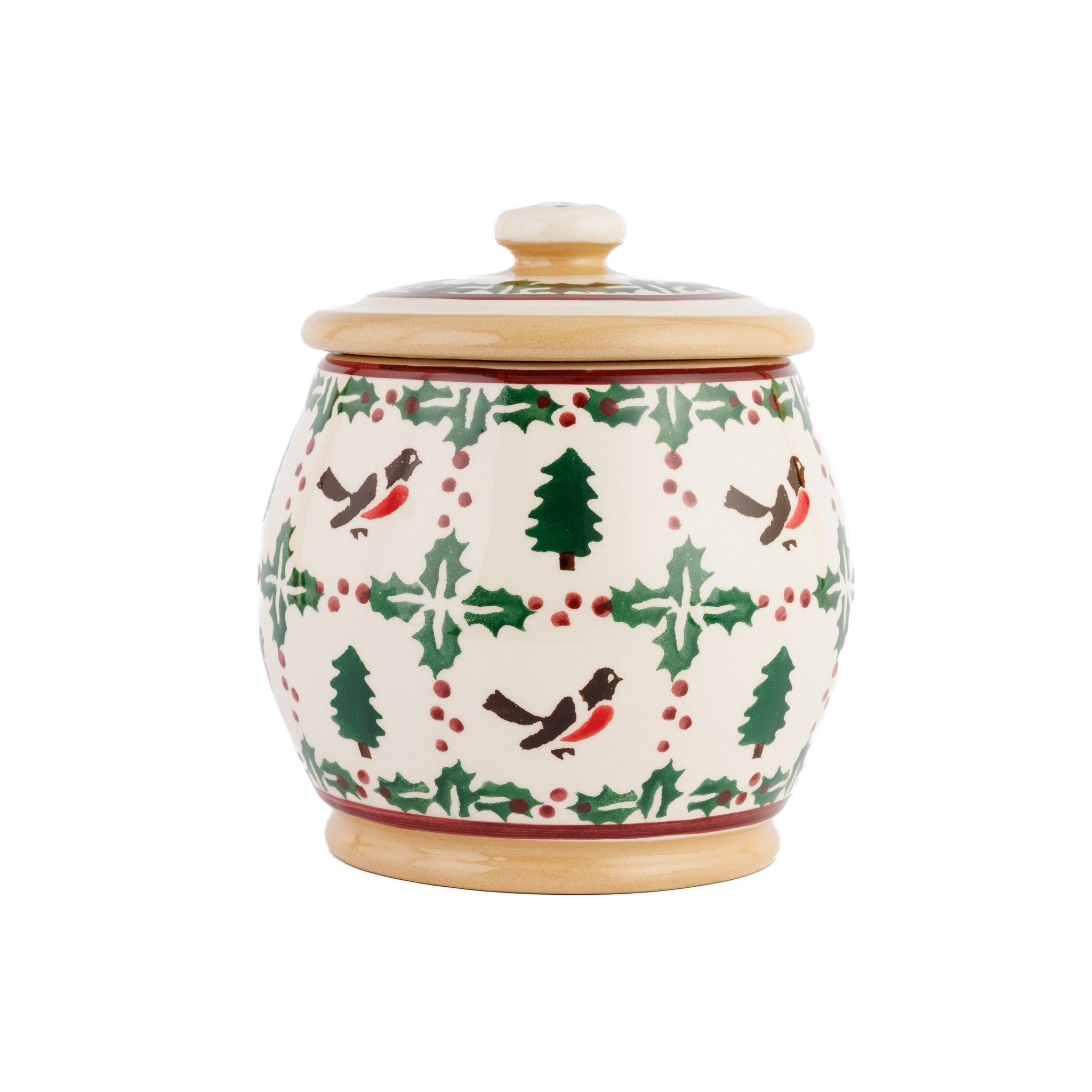 Small Round Lidded Jar Winter Robin | NicholasMosse.com