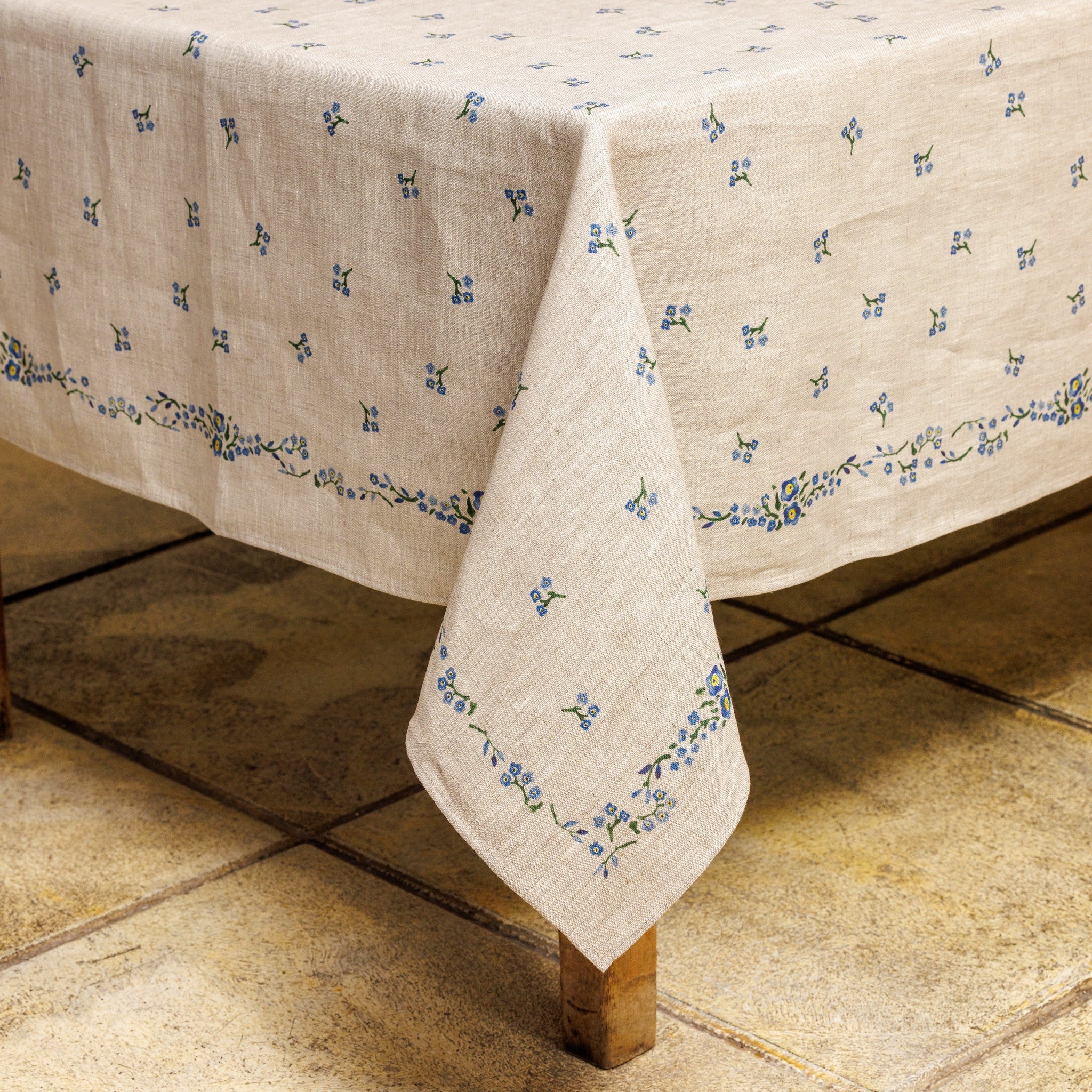 Tablecloth Forget Me Not Linen 55 x 99 | NicholasMosse.com