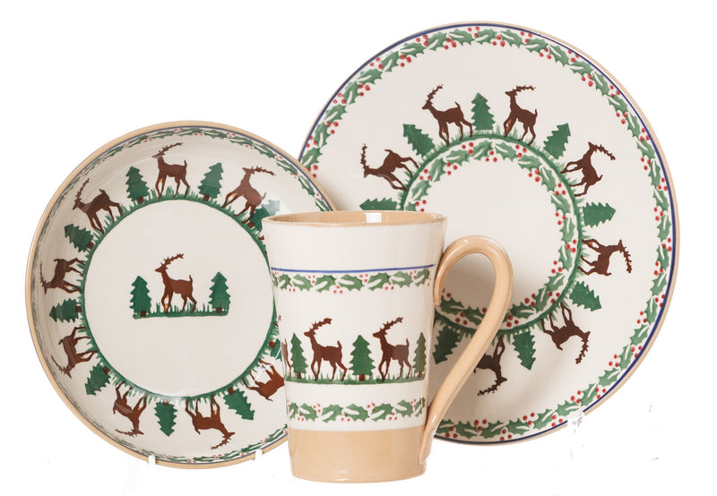 Trio Gift Set Reindeer spongeware pottery by Nicholas Mosse, Ireland - Handmade Irish Craft - nicholasmosse.com