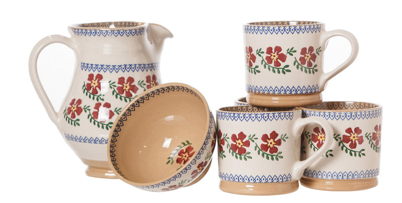 4 Large Mugs, Medium Jug & Small Bowl Old Rose spongeware pottery by Nicholas Mosse, Ireland - Handmade Irish Craft - nicholasmosse.com
