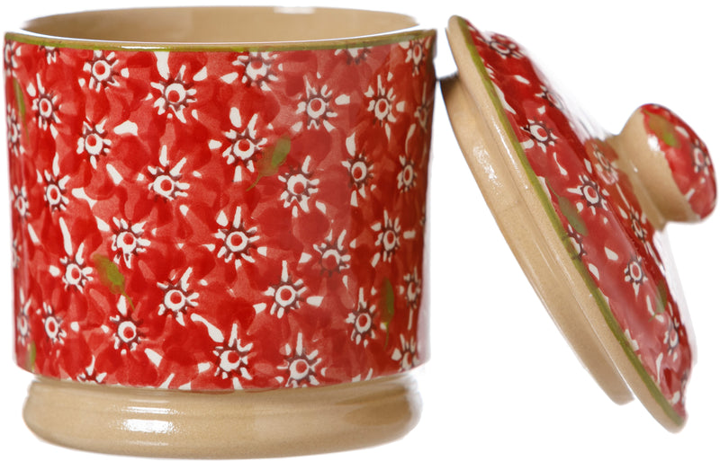 Lidded Sugar Bowl Lawn Red spongeware pottery by Nicholas Mosse, Ireland - Handmade Irish Craft - nicholasmosse.com