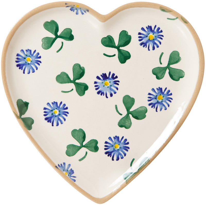 Medium Heart Plate Clover spongeware pottery by Nicholas Mosse, Ireland - Handmade Irish Craft - nicholasmosse.com