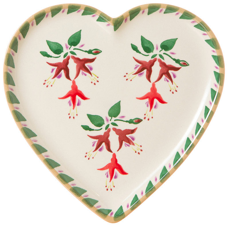 Medium Heart Plate Fuchsia spongeware pottery by Nicholas Mosse, Ireland - Handmade Irish Craft - nicholasmosse.com