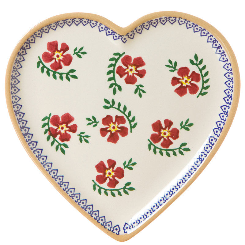 Medium Heart Plate Old Rose spongeware pottery by Nicholas Mosse, Ireland - Handmade Irish Craft - nicholasmosse.com