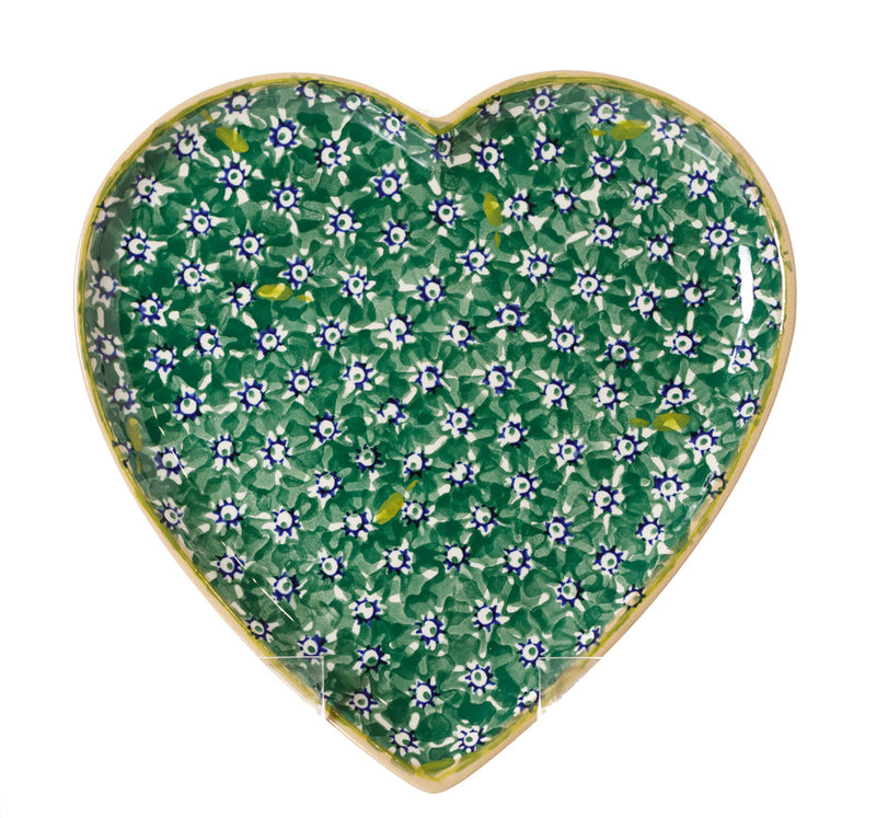 Medium Heart Plate Green Lawn spongeware pottery by Nicholas Mosse, Ireland - Handmade Irish Craft - nicholasmosse.com