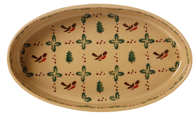 Small Oval Oven Winter Robin inside view Nicholas Mosse pottery Ireland
