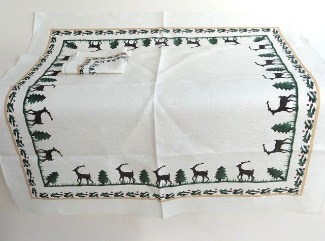 Tablecloth and Napkin Reindeer Linen Nicholas Mosse