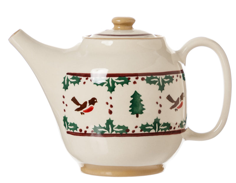 Teapot Winter Robin spongeware pottery by Nicholas Mosse, Ireland - Handmade Irish Craft - nicholasmosse.com