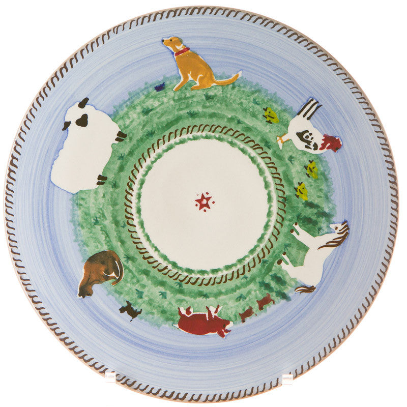 9" Footed Cake Plate Assorted Animals | NicholasMosse.com