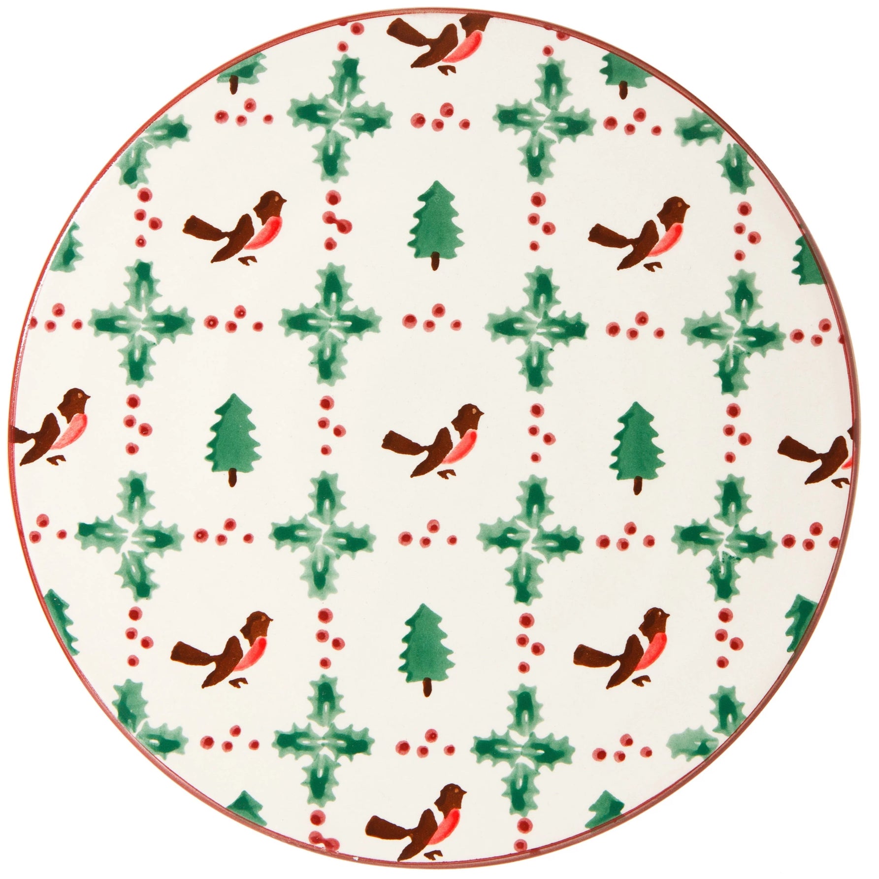 9" Footed Cake Plate Winter Robin | NicholasMosse.com