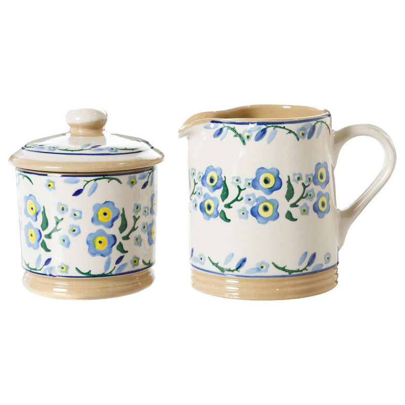 Lidded Sugar Bowl and Small Cylinder Jug Forget Me Not | NicholasMosse.com