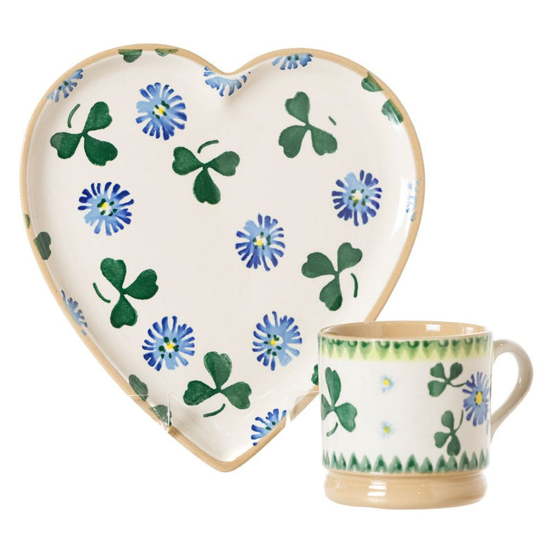 Medium Heart Plate and Small Mug Clover | NicholasMosse.com