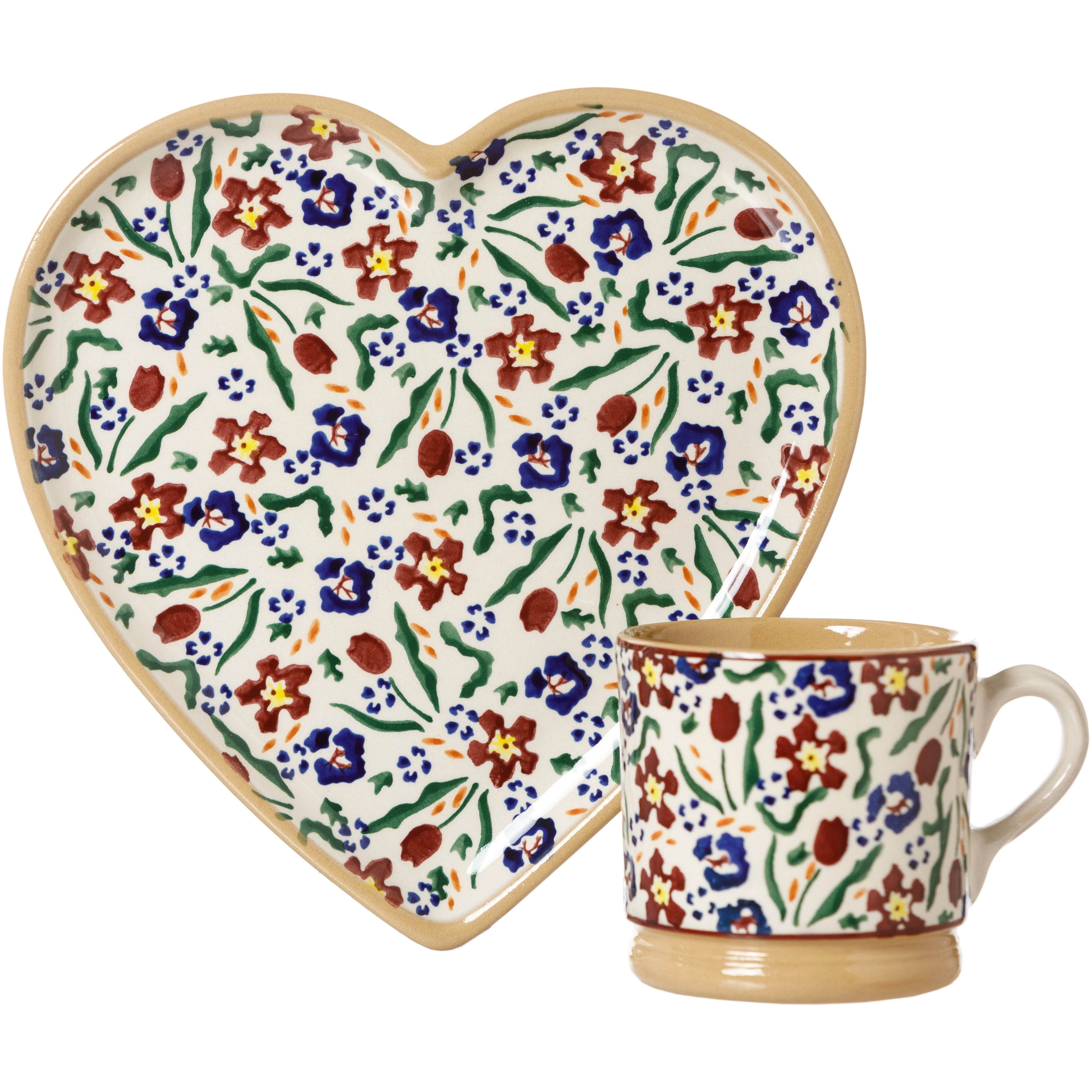 Medium Heart Plate and Small Mug Wild Flower Meadow | NicholasMosse.com