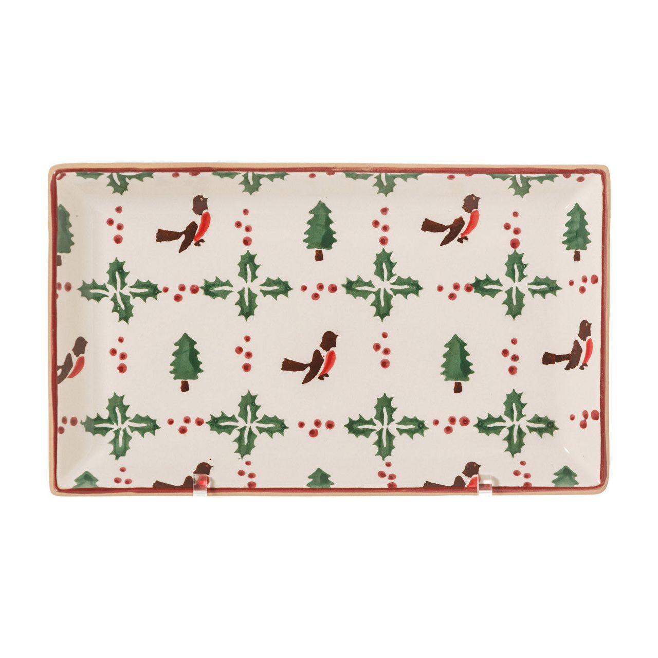 Medium Rectangle Plate Winter Robin | NicholasMosse.com