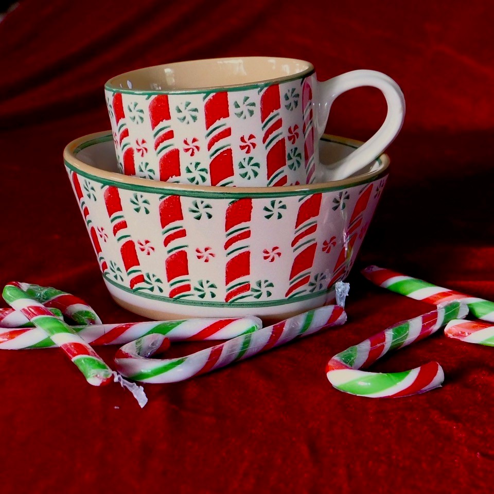 Mug and Bowl Candy Cane Set 2021 | NicholasMosse.com