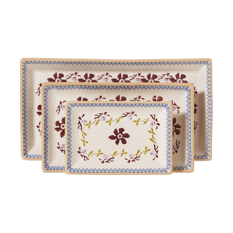 Nest Of 3 Rectangle Dishes Clematis | NicholasMosse.com