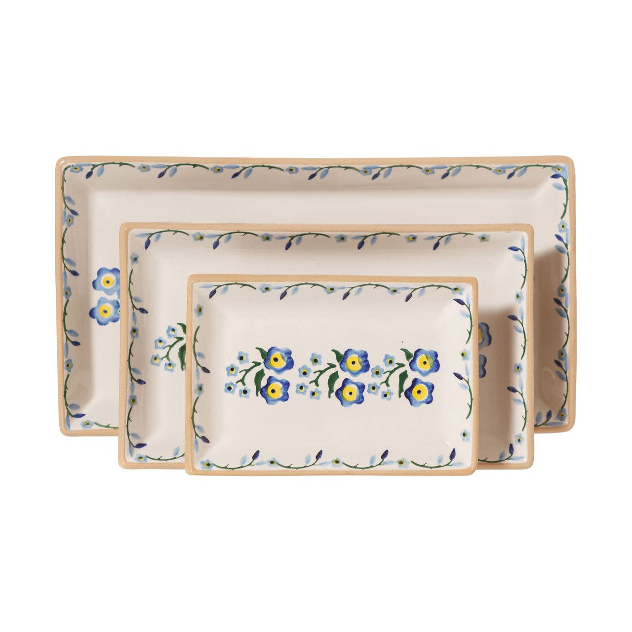 Nest Of 3 Rectangle Dishes Forget Me Not | NicholasMosse.com