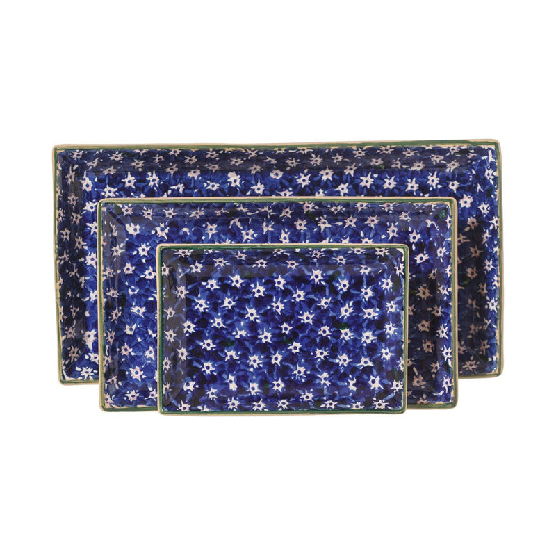 Nest Of 3 Rectangle Dishes Lawn Dark Blue | NicholasMosse.com