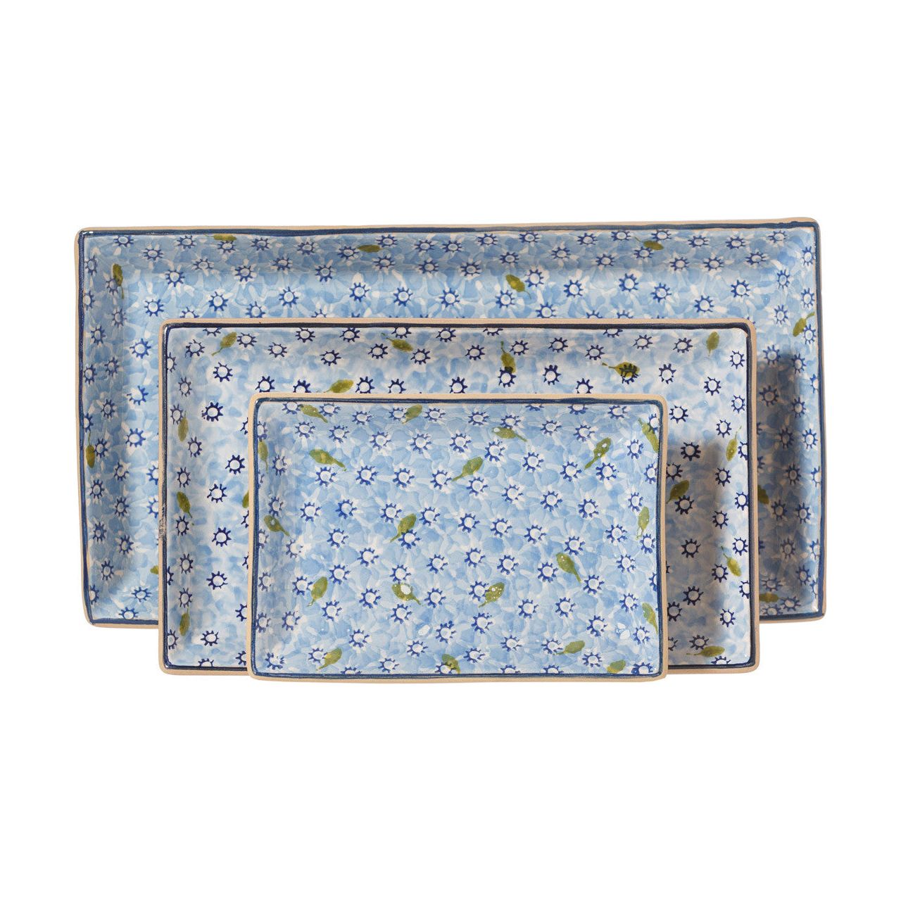 Nest Of 3 Rectangle Dishes Lawn Light Blue | NicholasMosse.com