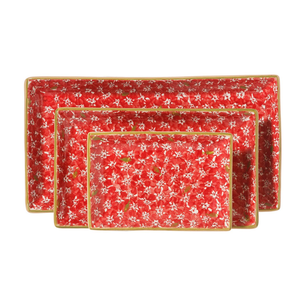 Nest Of 3 Rectangle Dishes Lawn Red | NicholasMosse.com